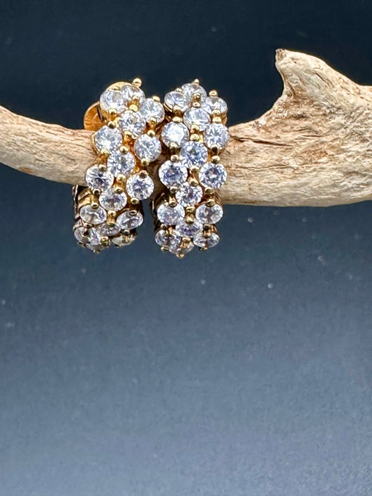 Vintage Caspian International CZ Earrings in gold plated Sterling Silver