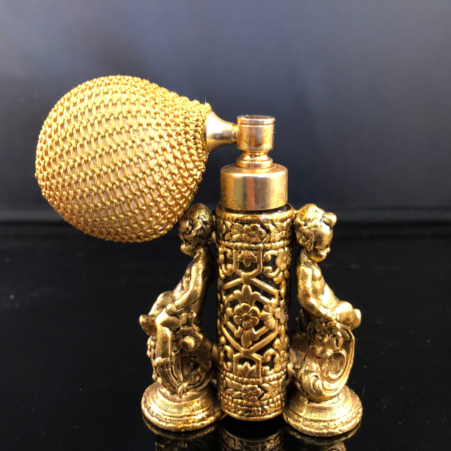 Vintage Globe Cherub Perfume atomizer- Plated in 24K gold