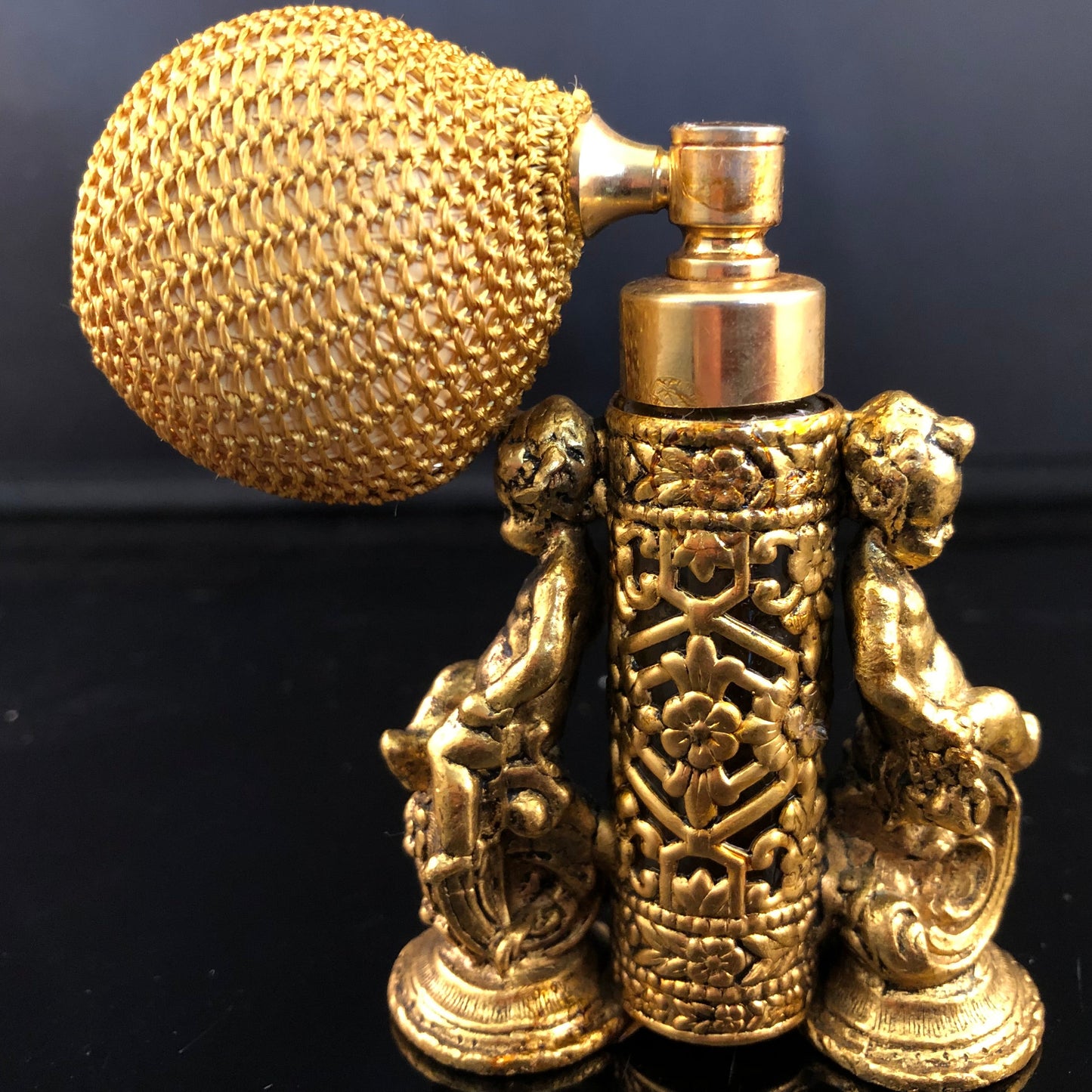 Vintage Globe Cherub Perfume atomizer- Plated in 24K gold