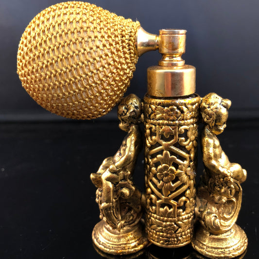 Vintage Globe Cherub Perfume atomizer- Plated in 24K gold