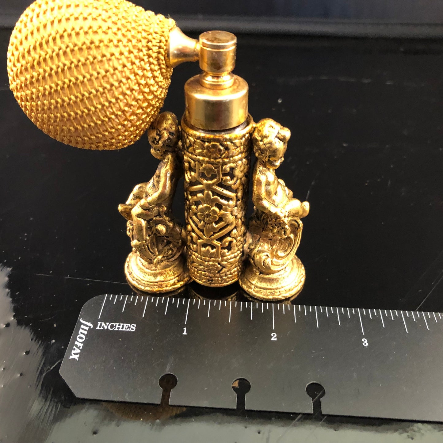 Vintage Globe Cherub Perfume atomizer- Plated in 24K gold