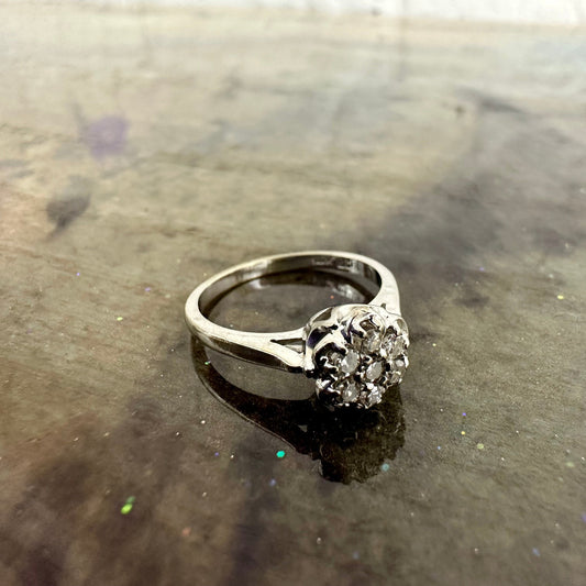 14K White Gold Cluster Diamond ring