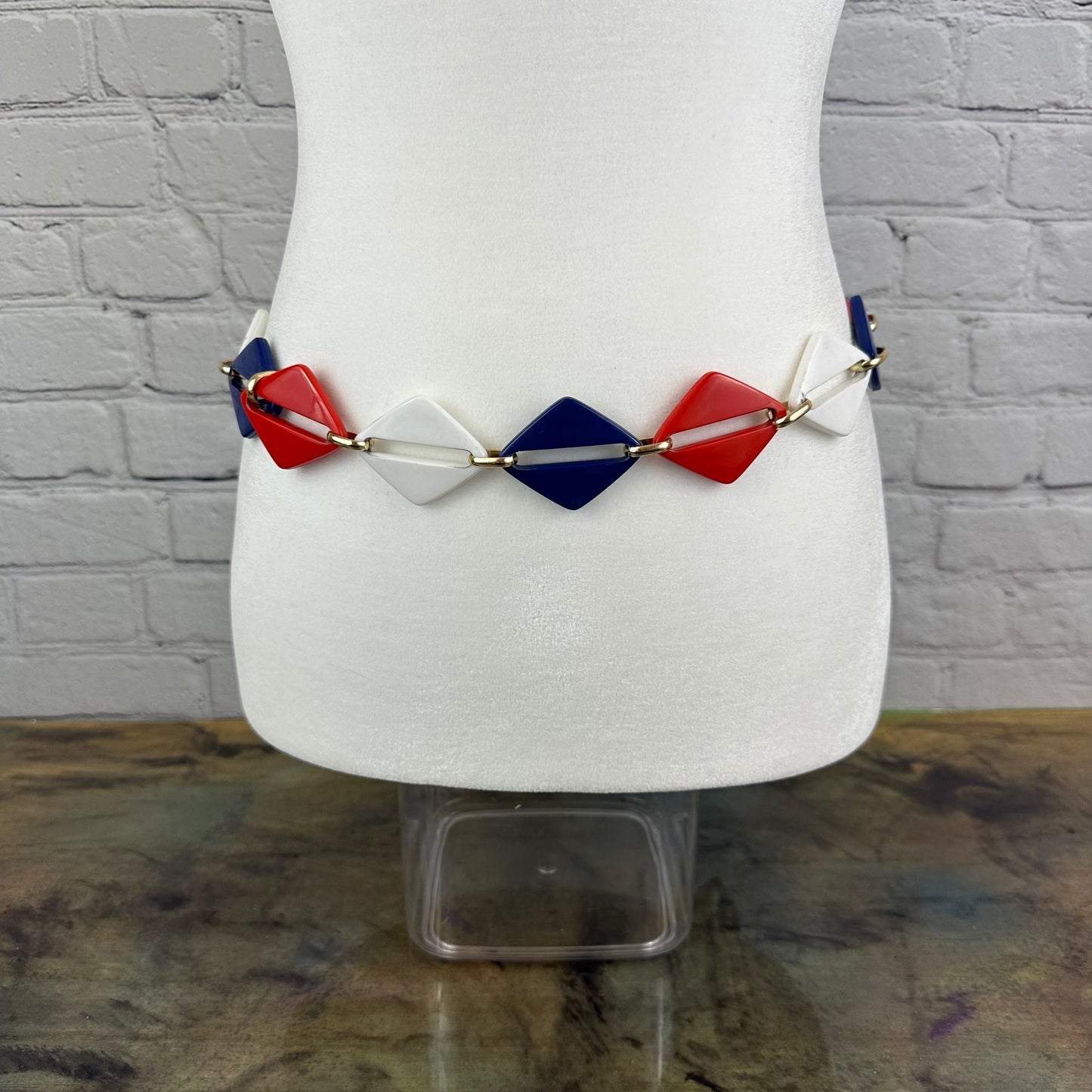 Red, White and Blue Lucite link belt