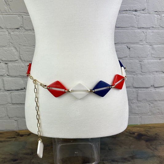 Red, White and Blue Lucite link belt