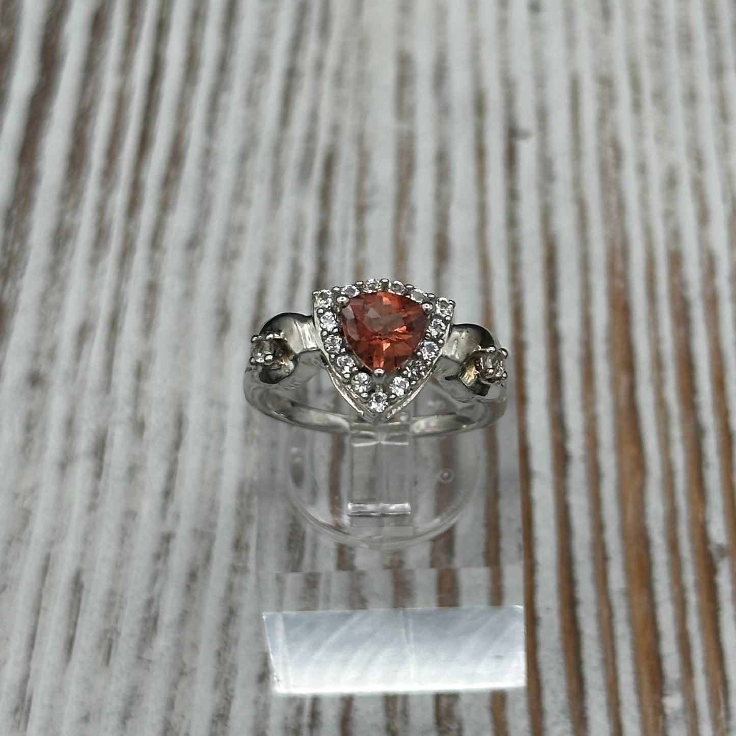 Mongolian Andesine and White Topaz Ring- set in Sterling Silver