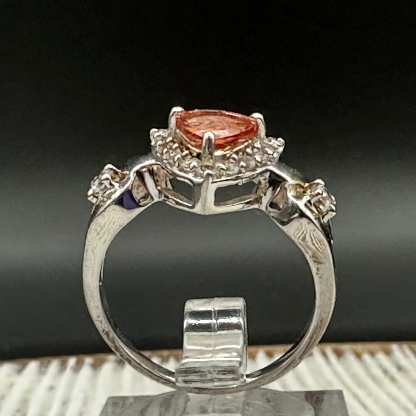 Mongolian Andesine and White Topaz Ring- set in Sterling Silver
