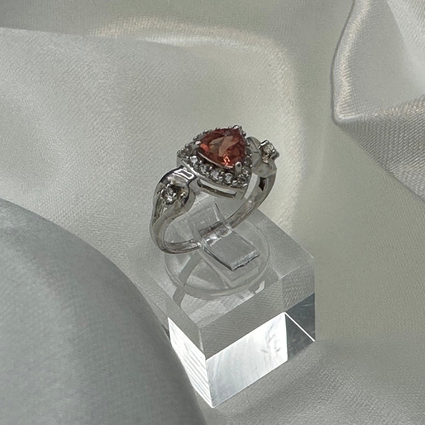 Mongolian Andesine and White Topaz Ring- set in Sterling Silver