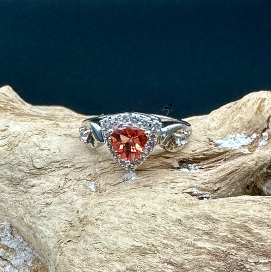 Mongolian Andesine and White Topaz Ring- set in Sterling Silver