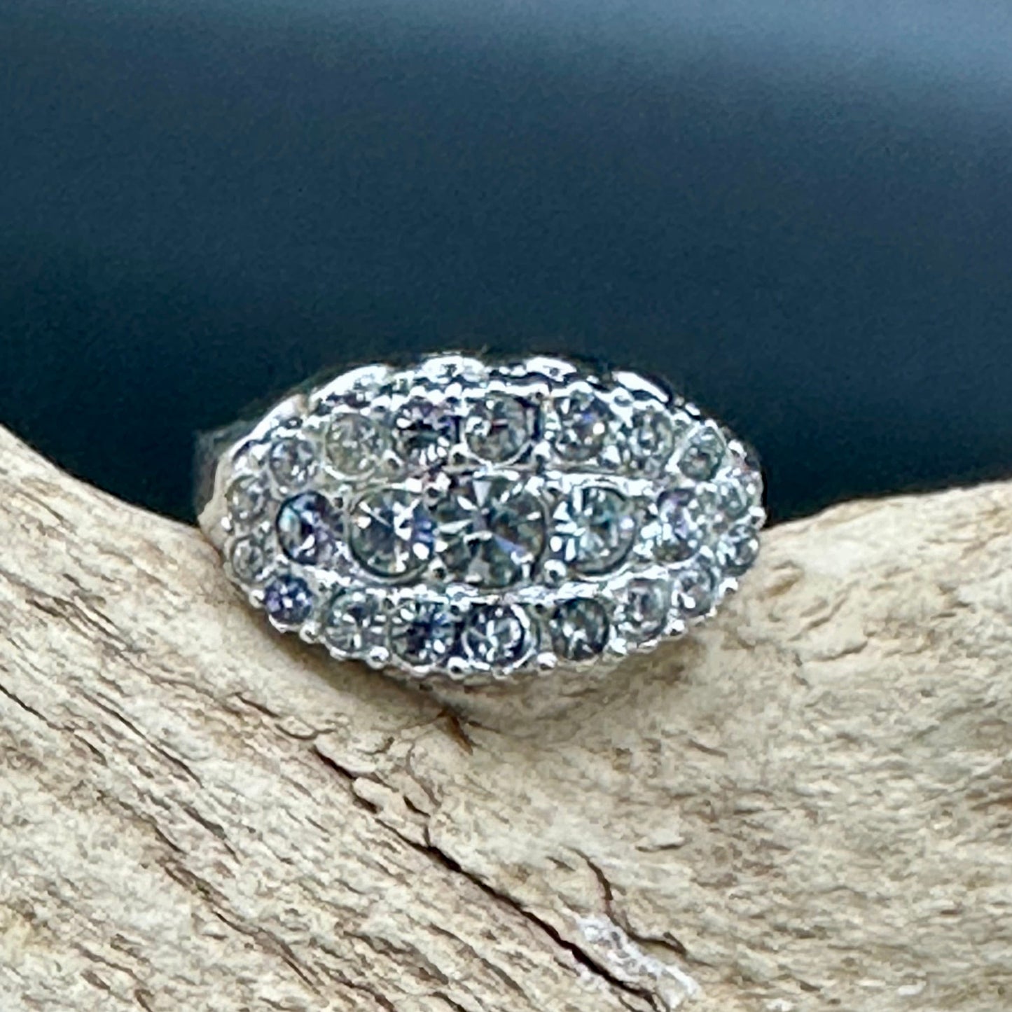 Rhinestone Ring in Rhodium plated sterling silver