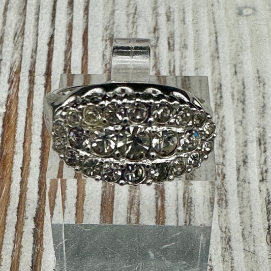 Rhinestone Ring in Rhodium plated sterling silver