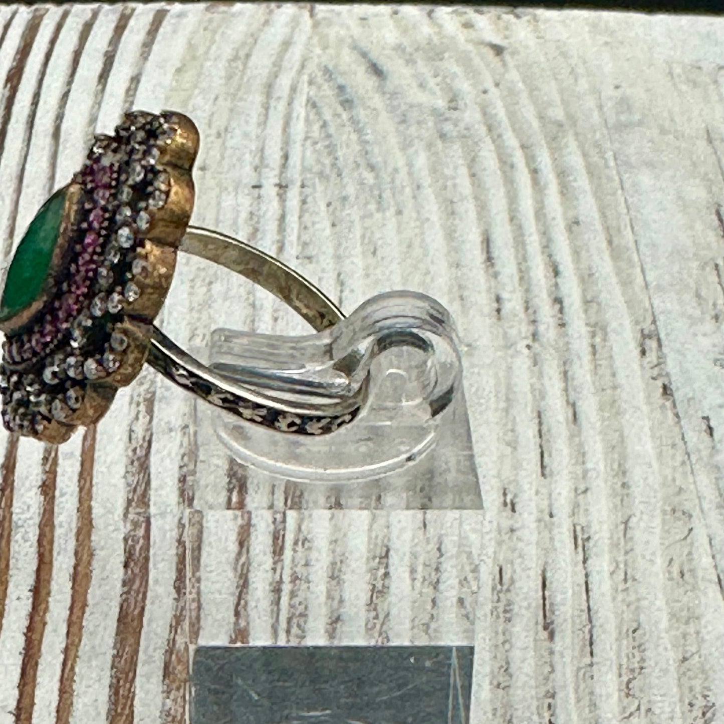 Turkish set- Pendant and ring with Emeralds and White and Red Topaz