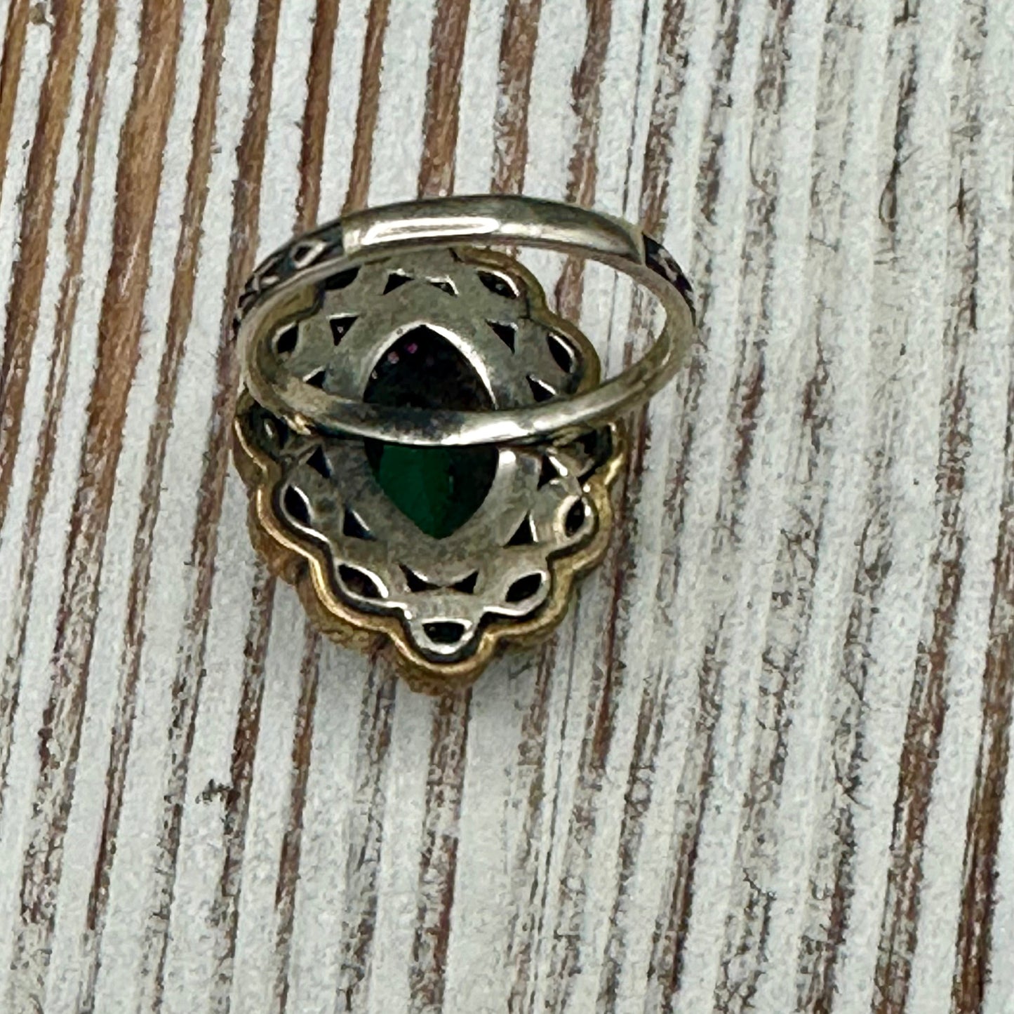 Turkish set- Pendant and ring with Emeralds and White and Red Topaz