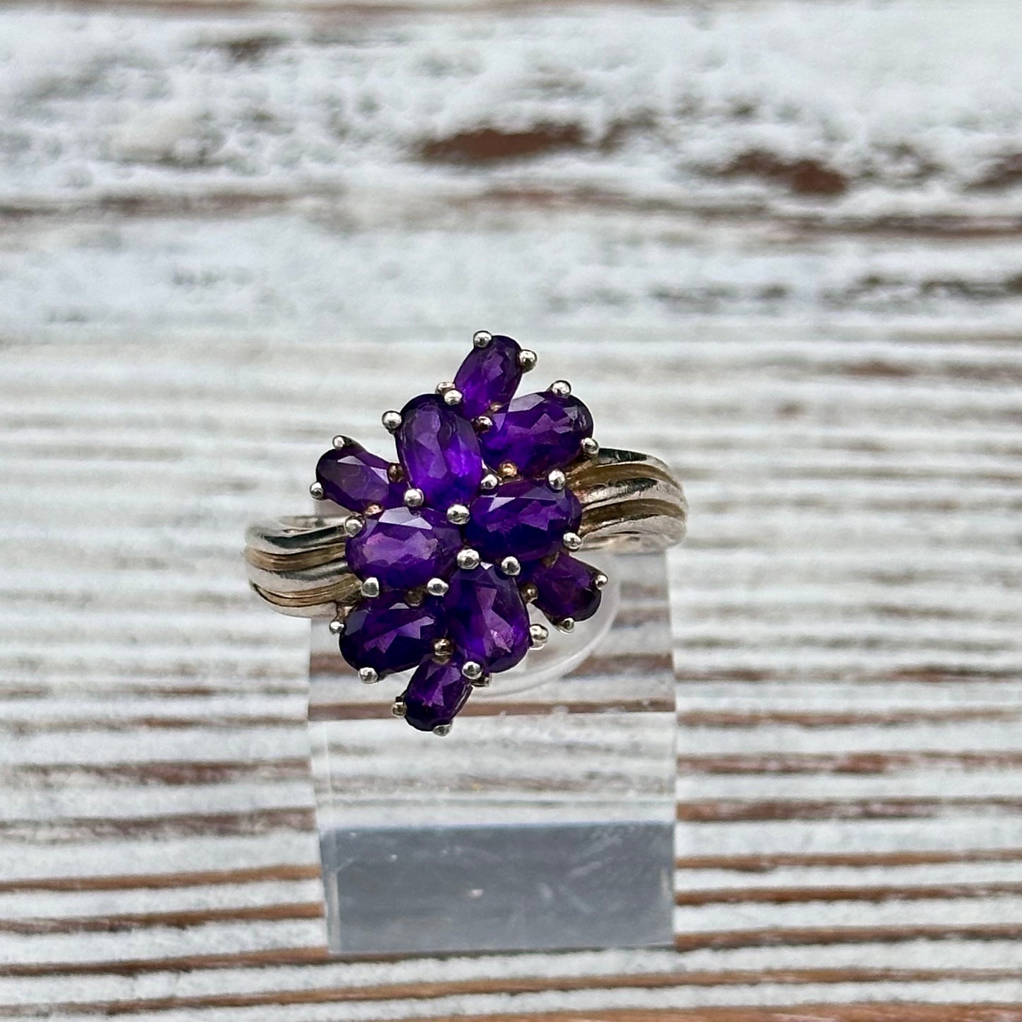 Sterling Silver Amethyst Cluster Ring