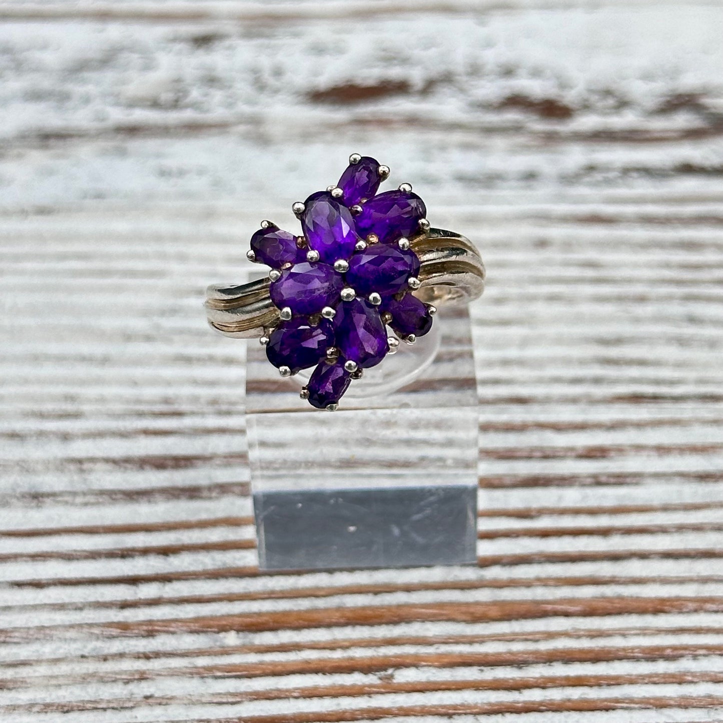 Sterling Silver Amethyst Cluster Ring