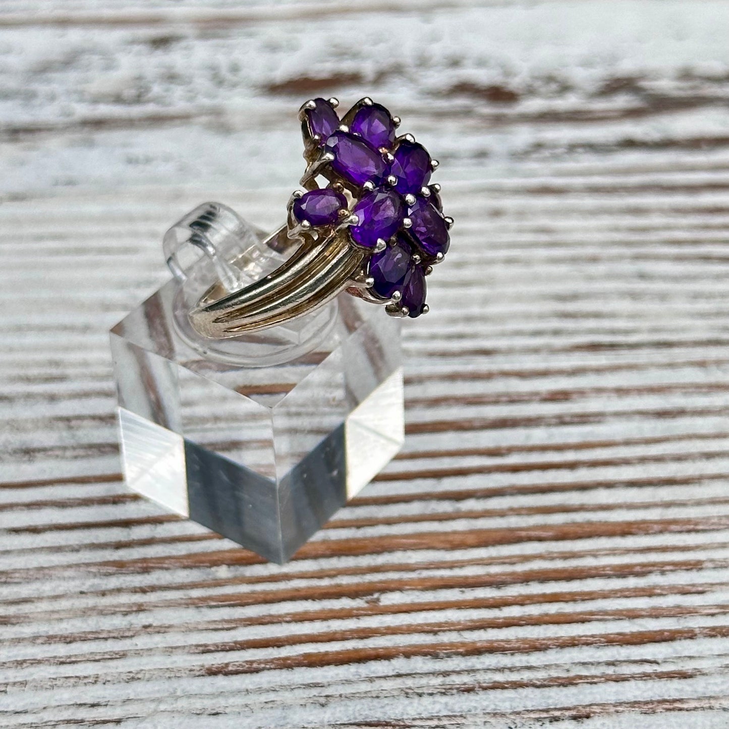 Sterling Silver Amethyst Cluster Ring