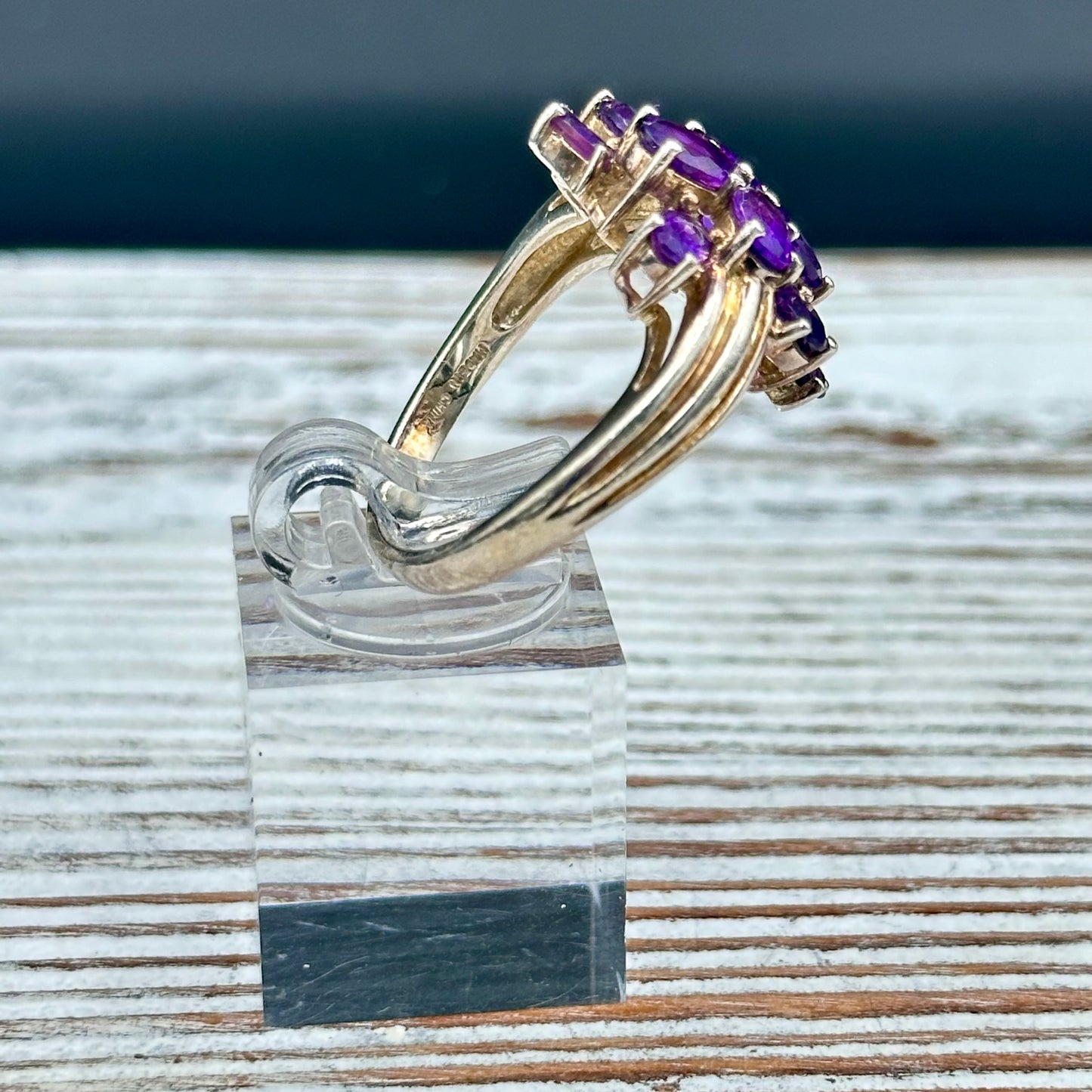 Sterling Silver Amethyst Cluster Ring