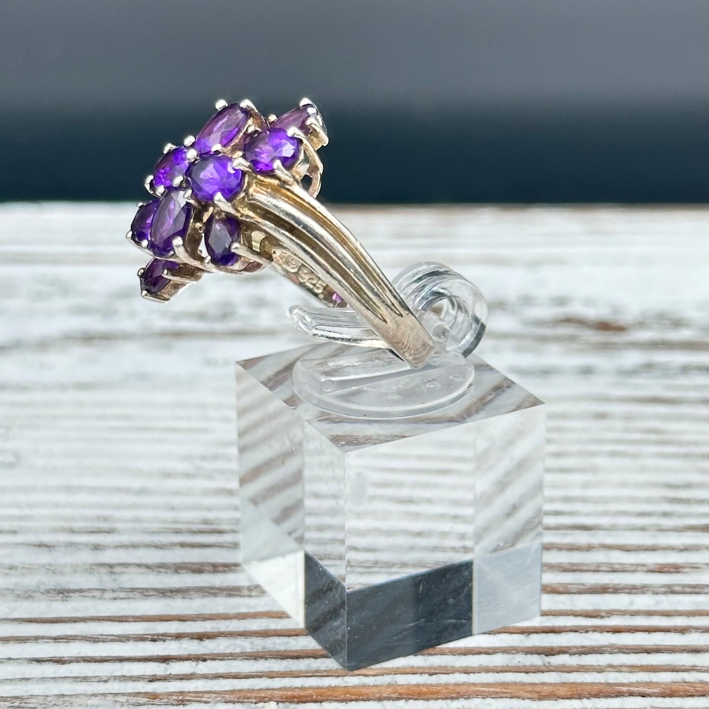 Sterling Silver Amethyst Cluster Ring