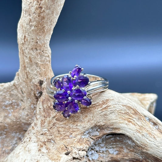 Sterling Silver Amethyst Cluster Ring