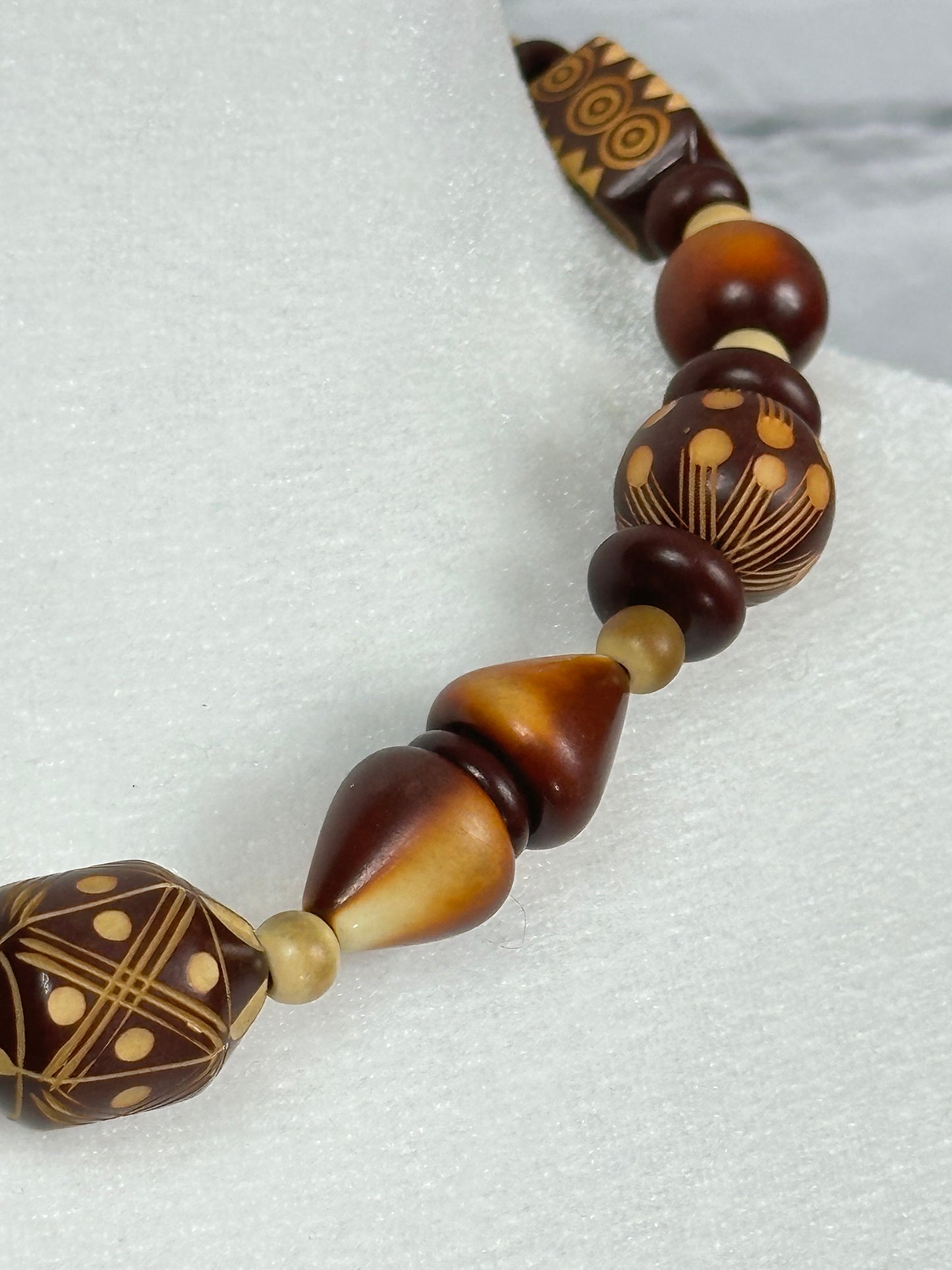 Brown Wooden Bead Choker Necklace