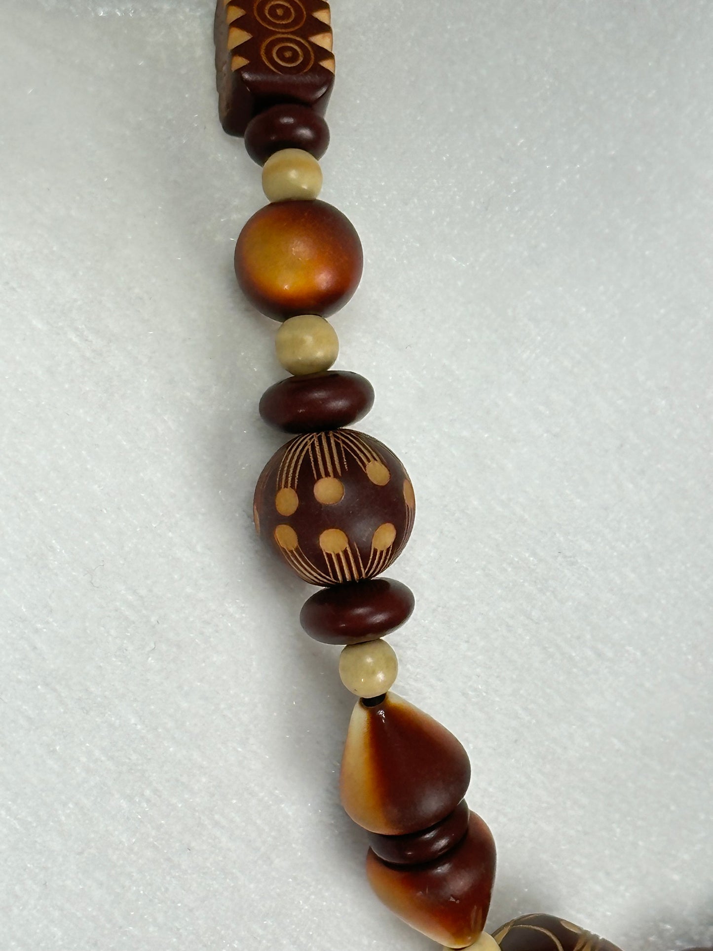 Brown Wooden Bead Choker Necklace