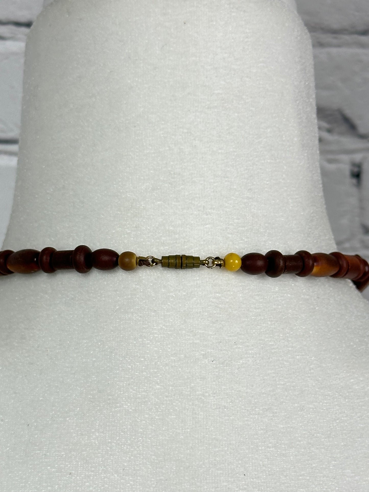 Brown Wooden Bead Choker Necklace