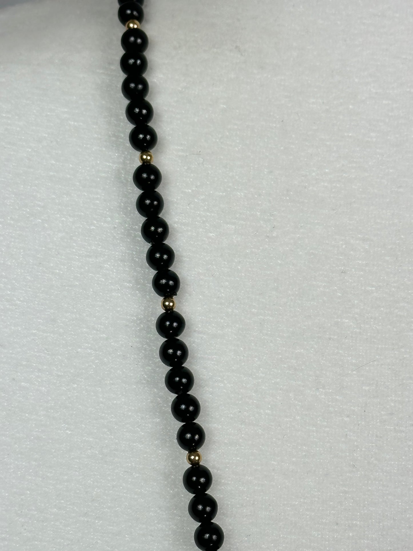 Vintage Black Bead with Gold Spacer Necklace from Hong Kong