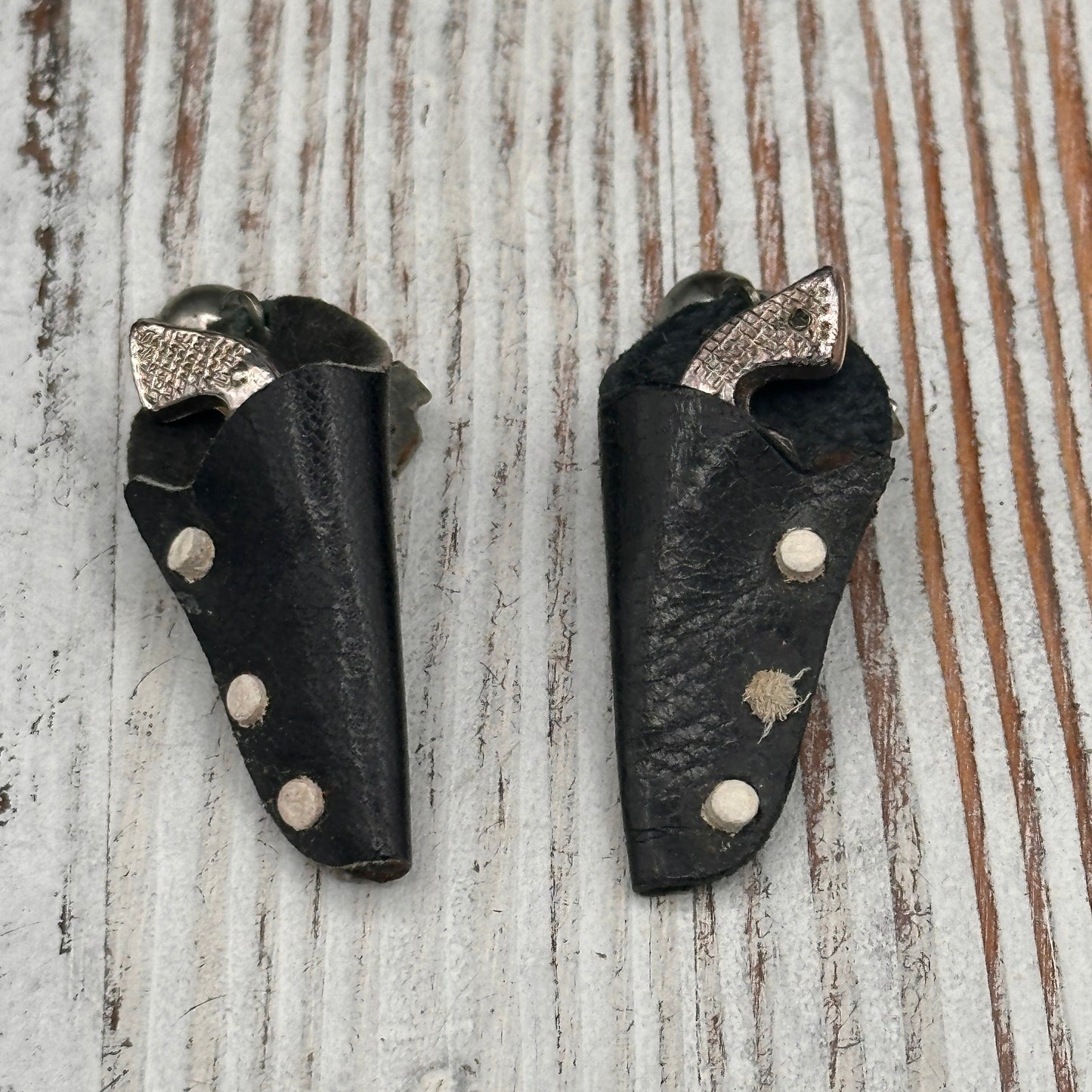 Vintage 1950’s 6 Shooters in Holsters Drop Clip-On Earrings