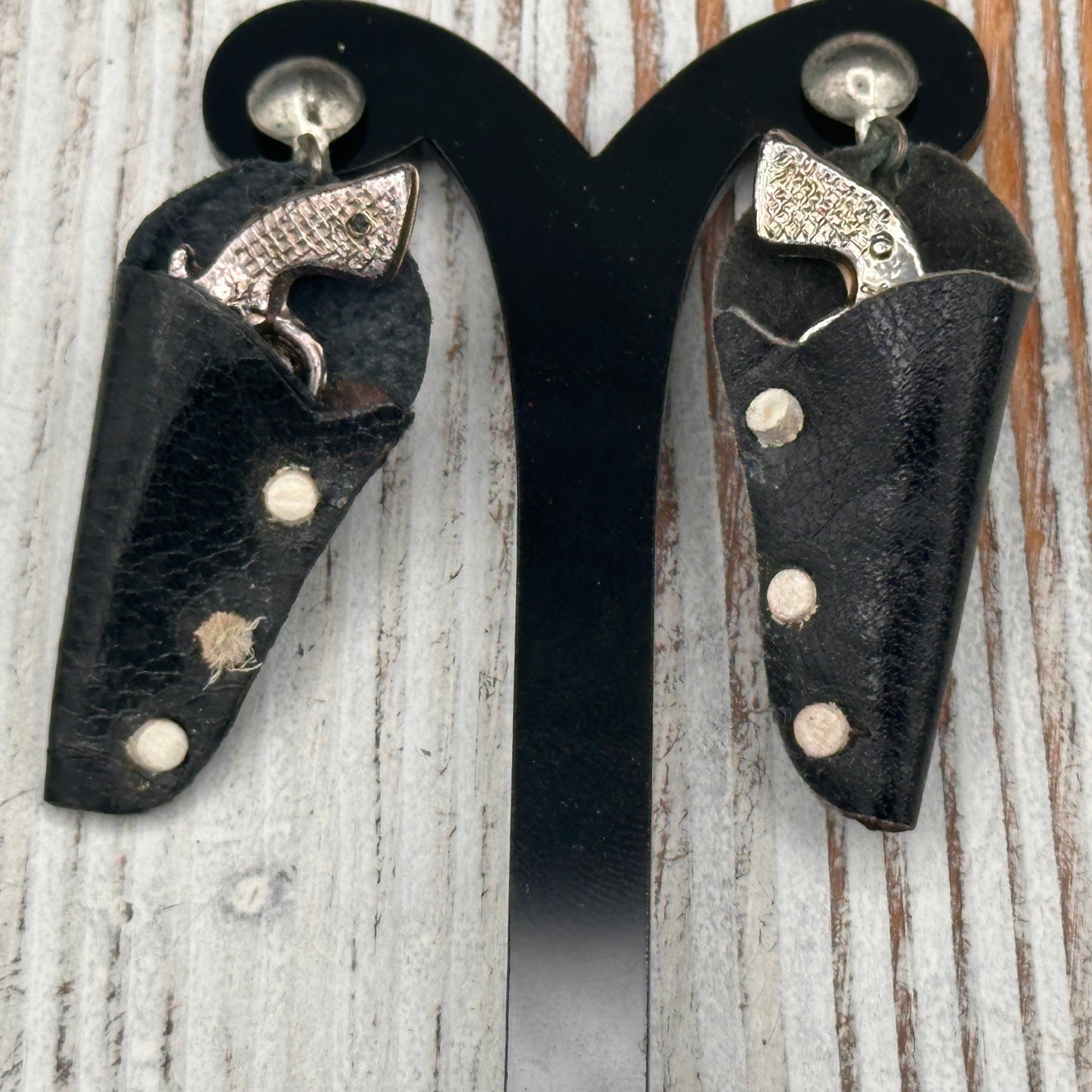Vintage 1950’s 6 Shooters in Holsters Drop Clip-On Earrings