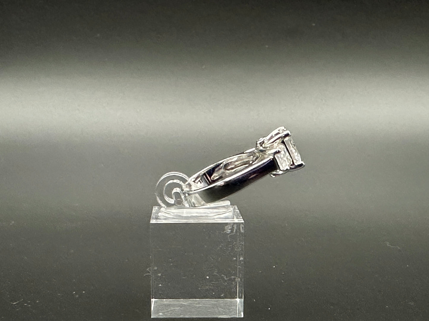 Diamonique Three Stone Platinum plated Ring