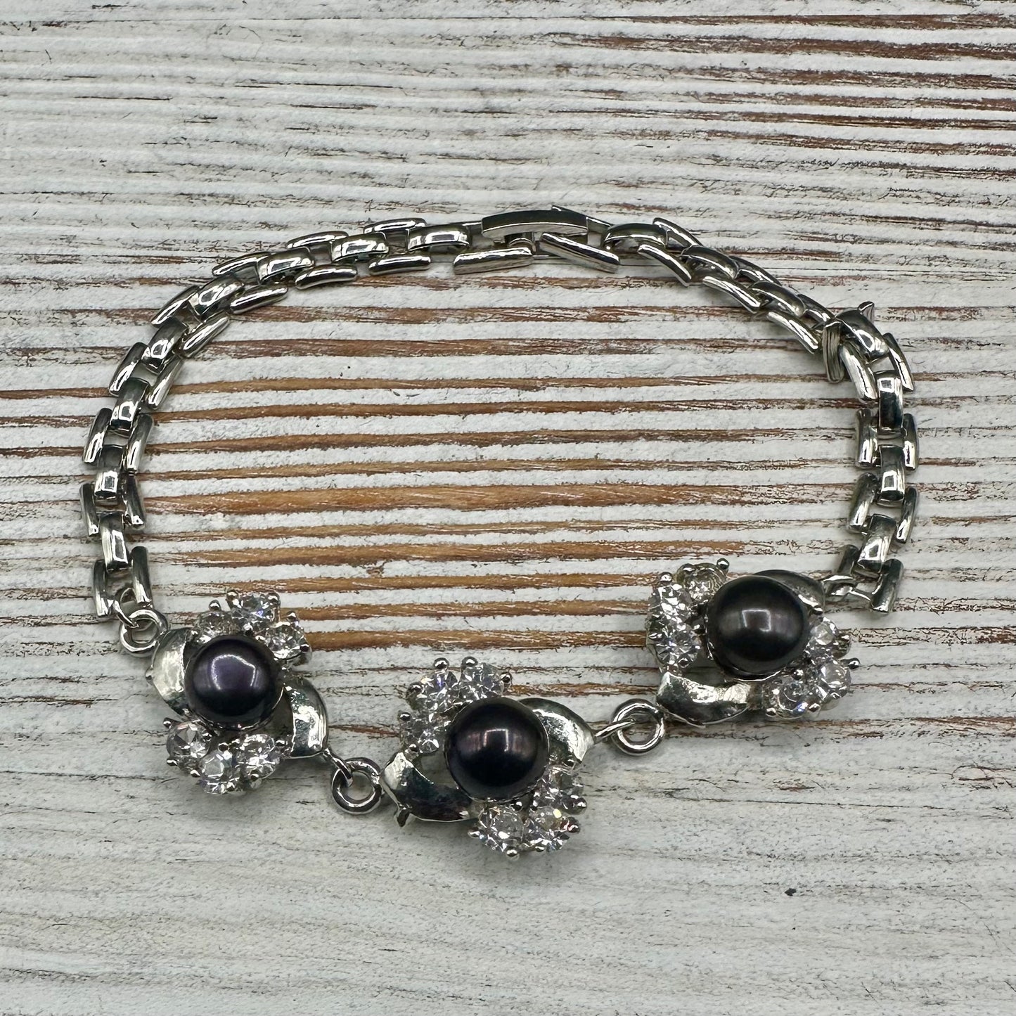 Nobel Black Peal accented with Cubic Zirconia Bracelet