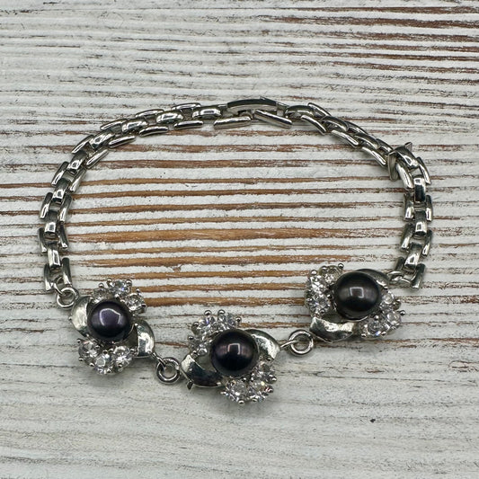 Nobel Black Peal accented with Cubic Zirconia Bracelet
