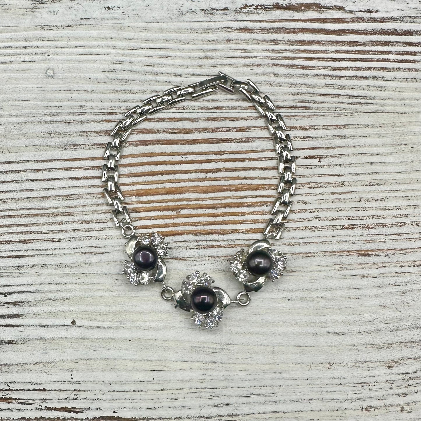 Nobel Black Peal accented with Cubic Zirconia Bracelet