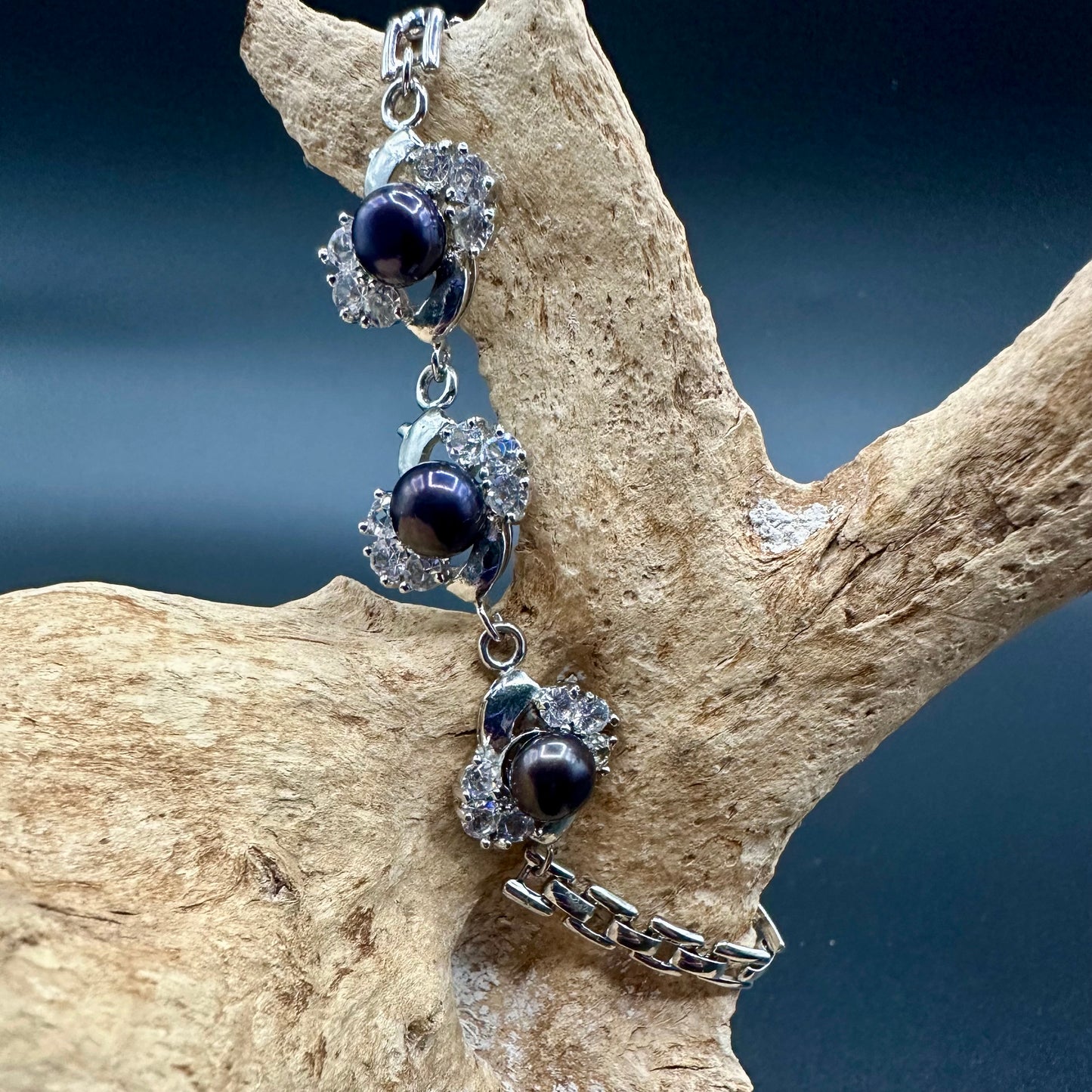 Nobel Black Peal accented with Cubic Zirconia Bracelet