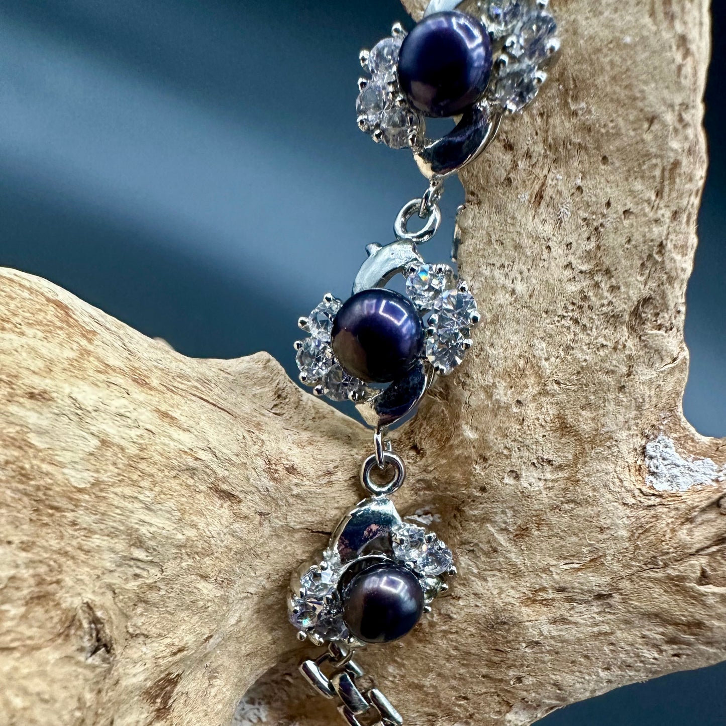 Nobel Black Peal accented with Cubic Zirconia Bracelet