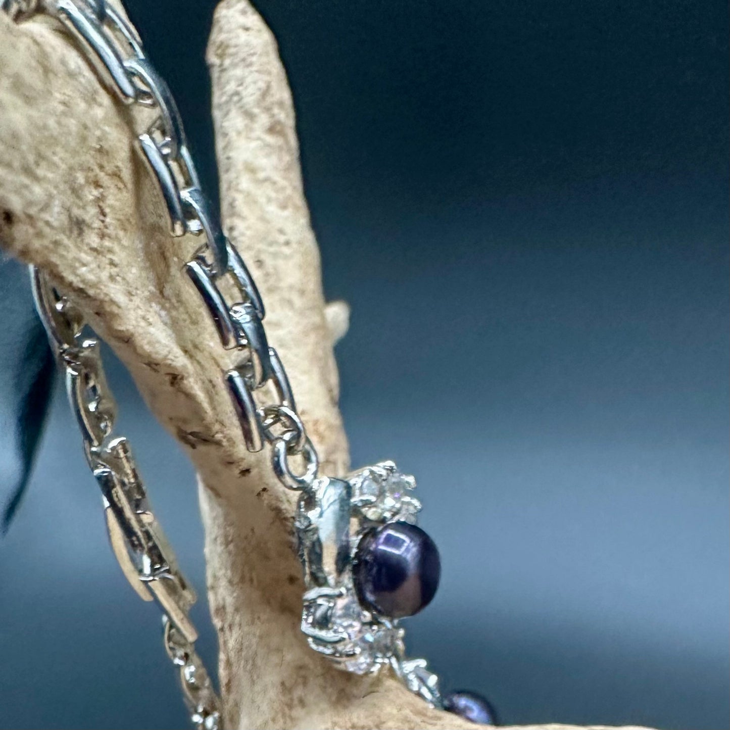 Nobel Black Peal accented with Cubic Zirconia Bracelet