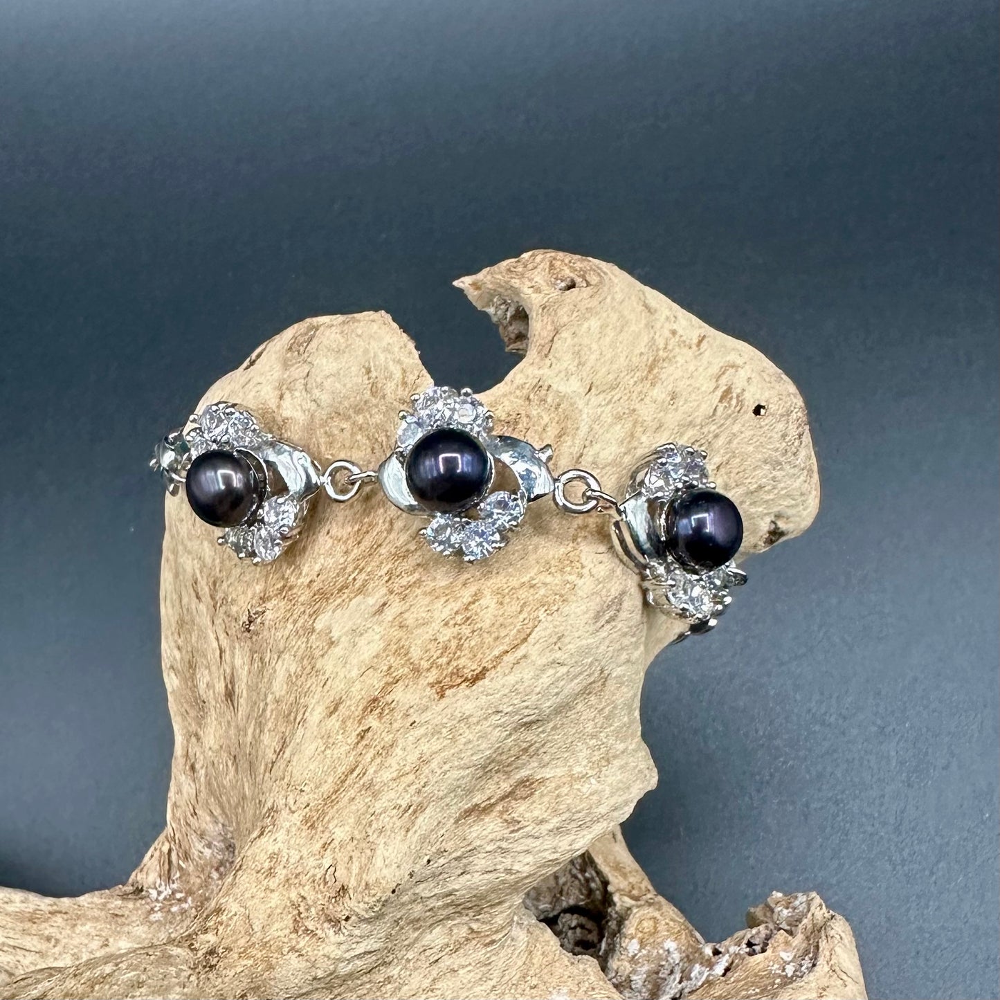 Nobel Black Peal accented with Cubic Zirconia Bracelet