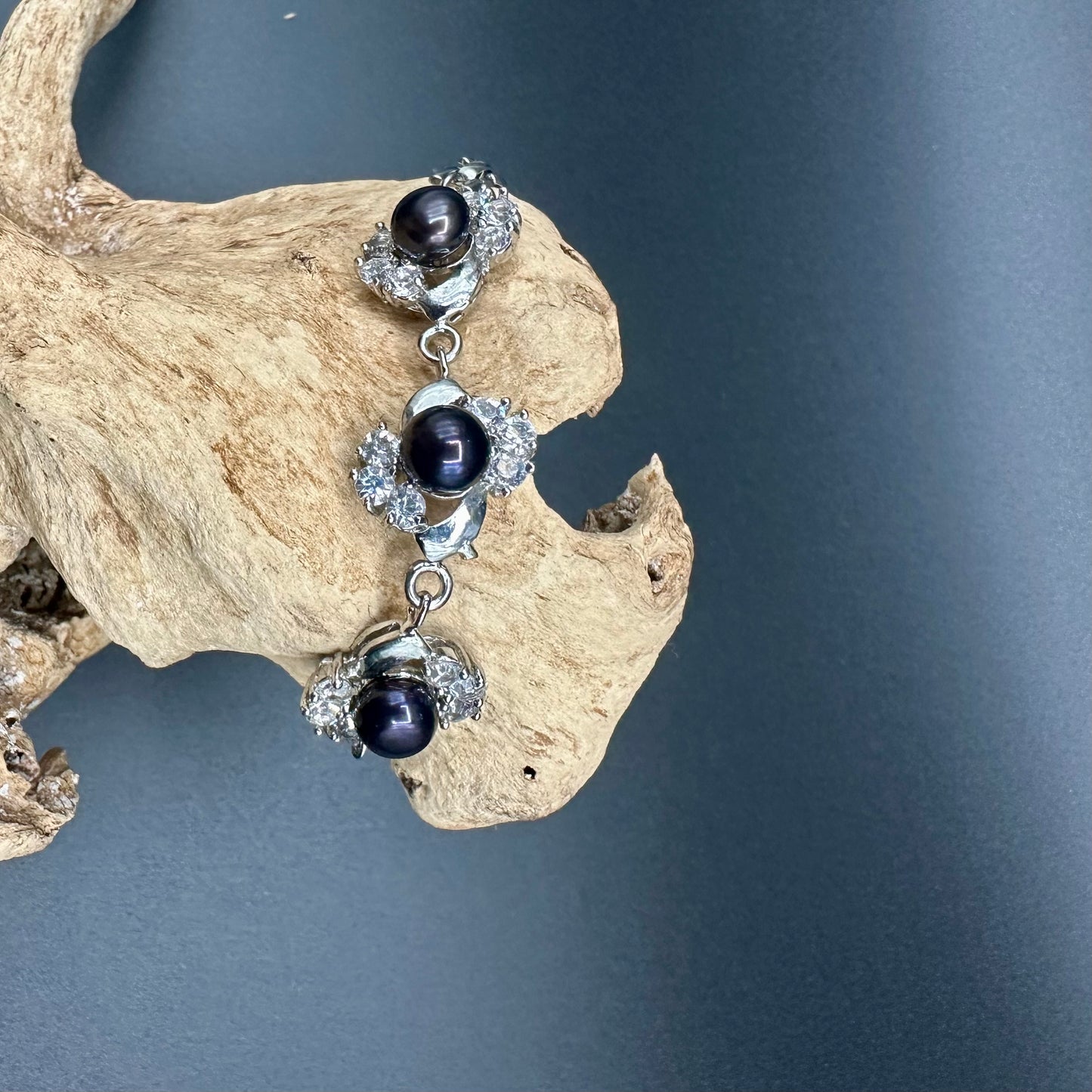 Nobel Black Peal accented with Cubic Zirconia Bracelet