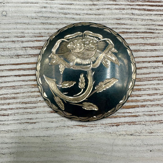 Hand Engraved Poppy Pendant/Brooch in Sterling Silver