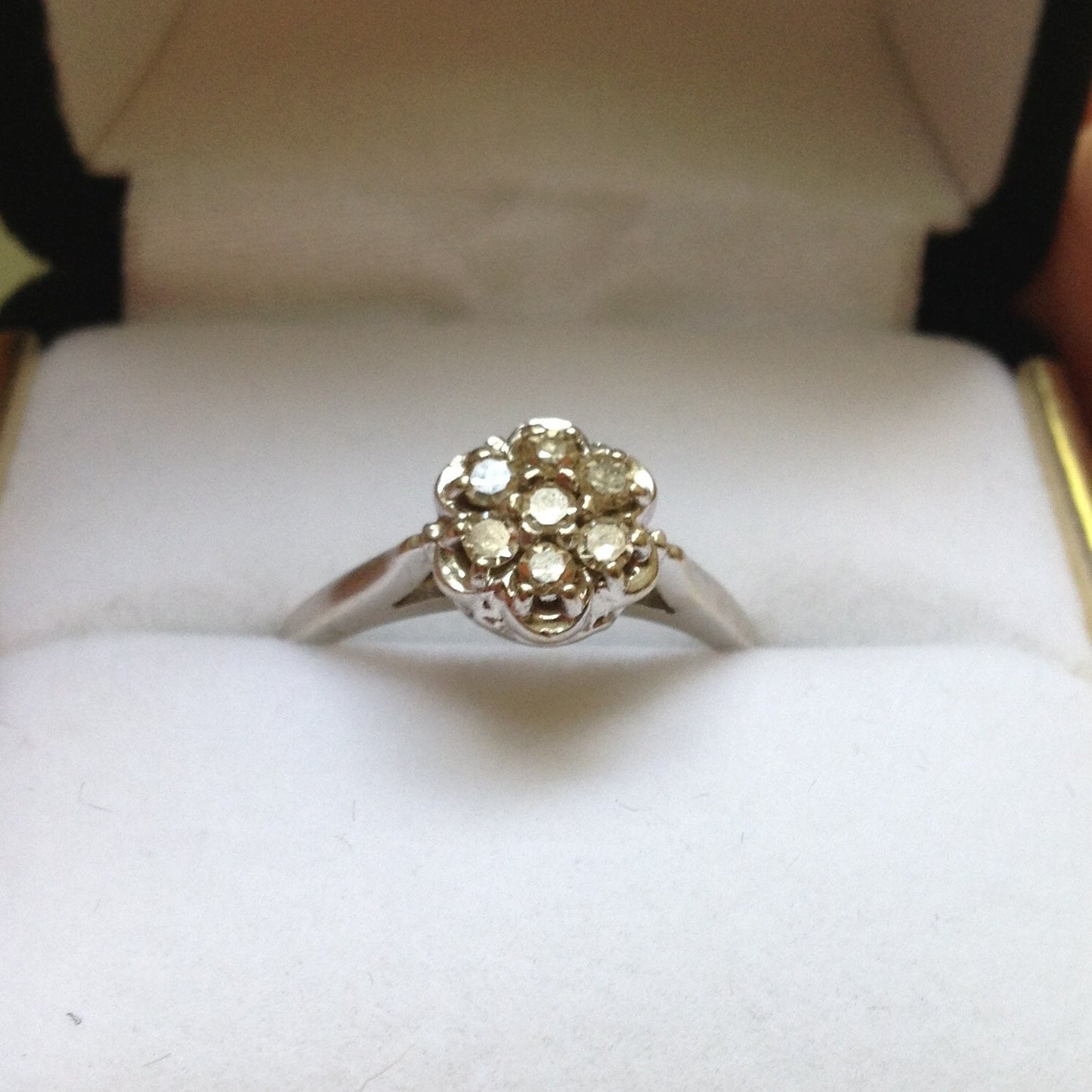 14K White Gold Cluster Diamond ring