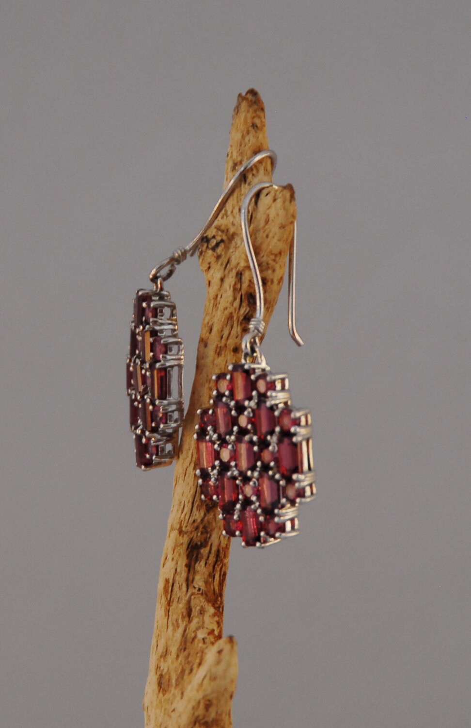 Umba River Rhodolite Garnet and Silver drop earrings