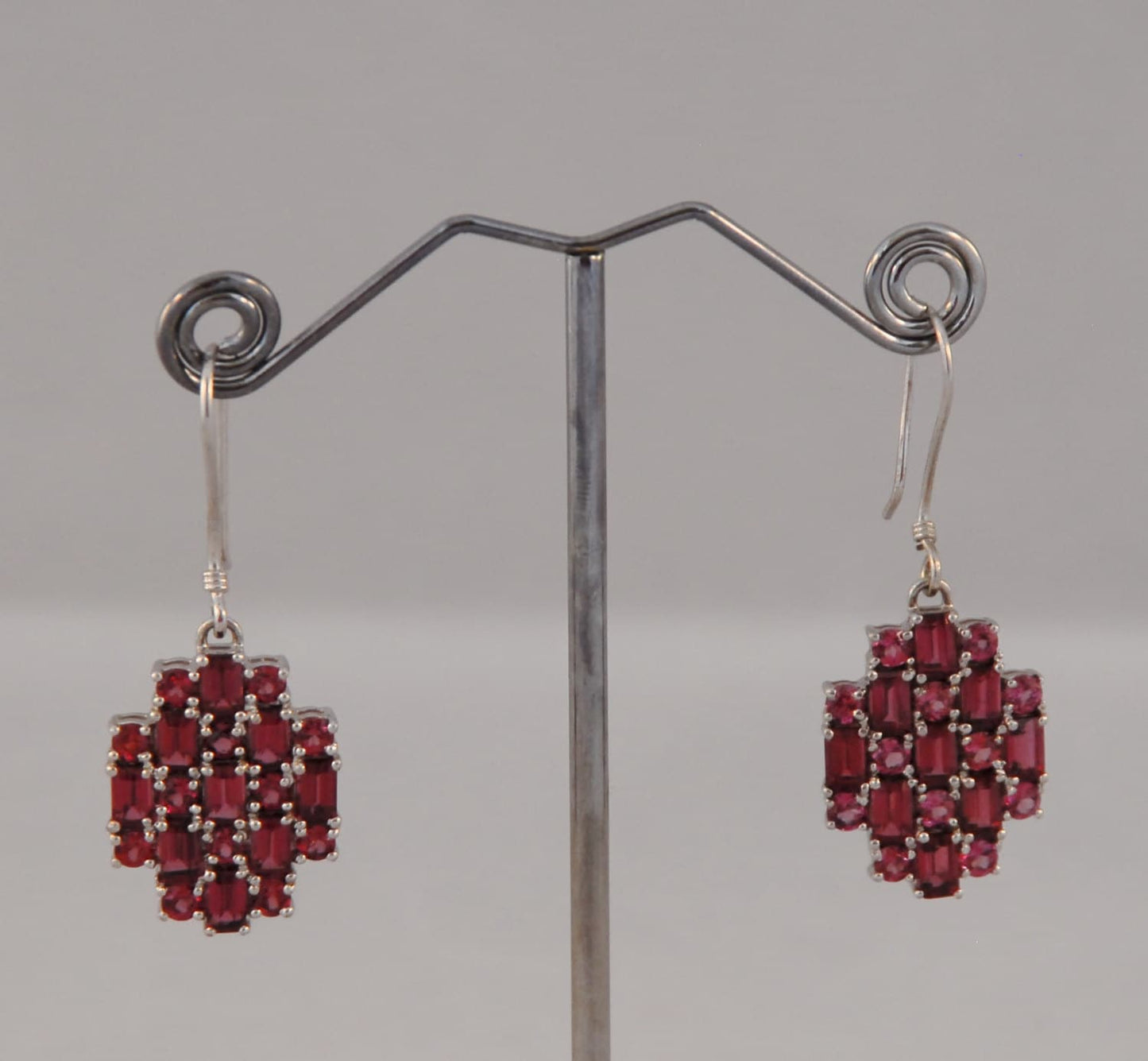 Umba River Rhodolite Garnet and Silver drop earrings