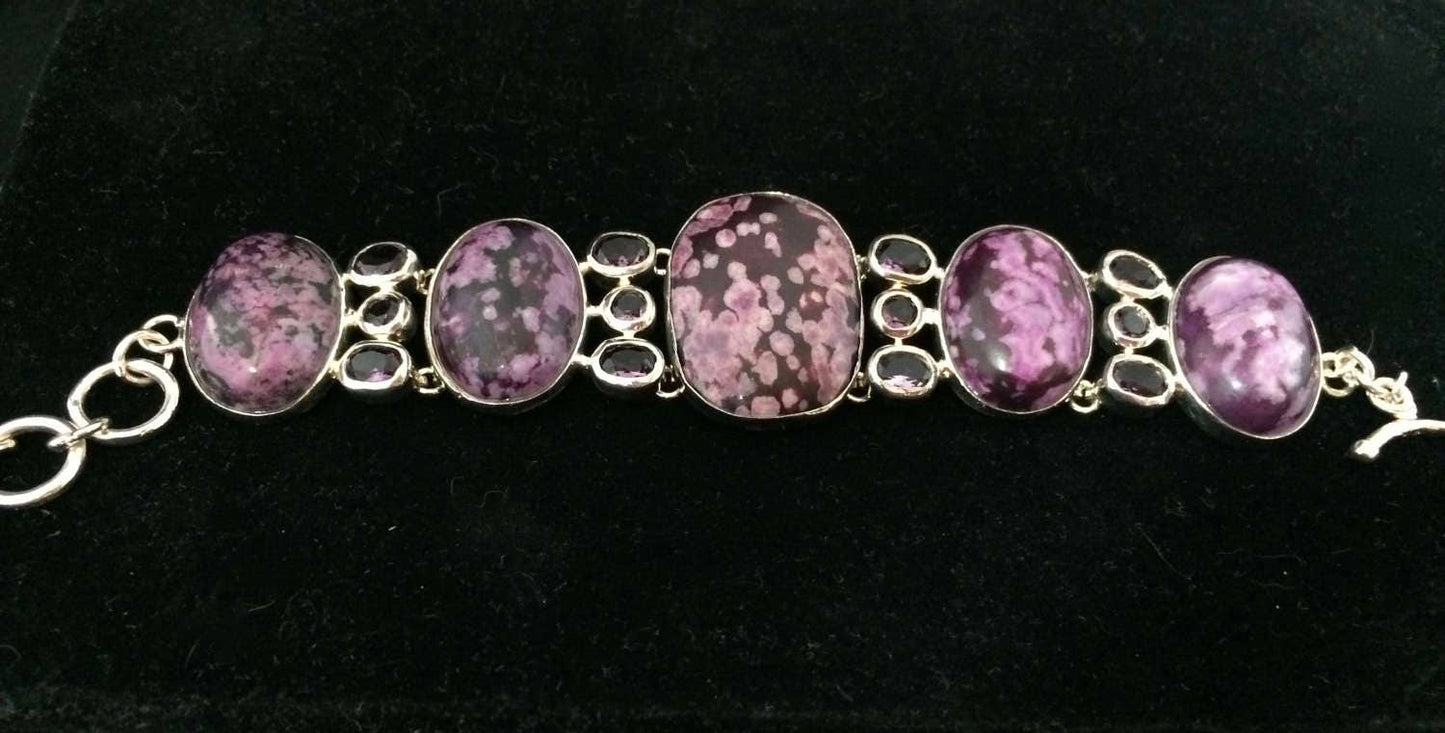 Amethyst and purple stone Bracelet in Sterling Silver
