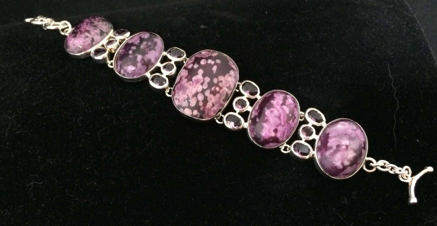Amethyst and purple stone Bracelet in Sterling Silver