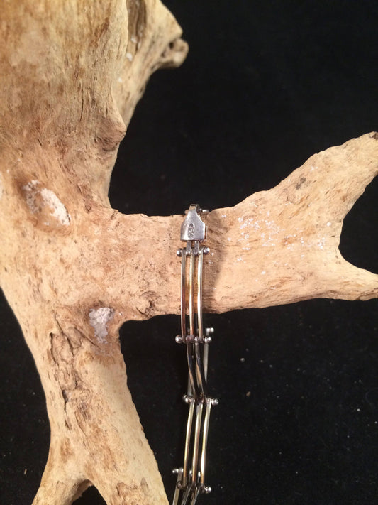 Alternating silver and gold plate link bracelet from Italy