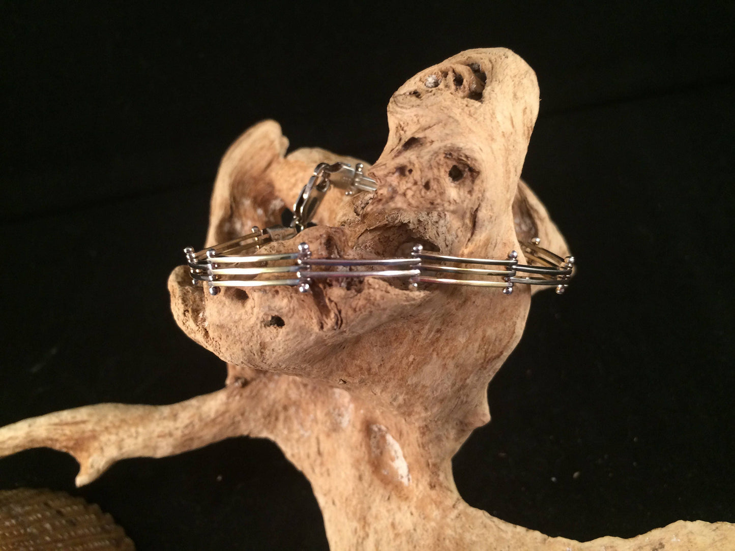 Alternating silver and gold plate link bracelet from Italy