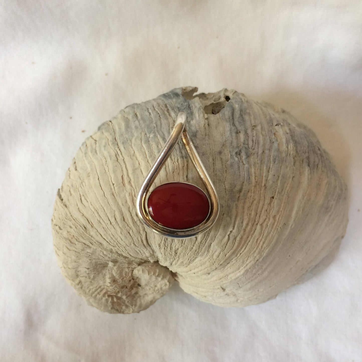 Faux Coral pendant in Sterling SIlver