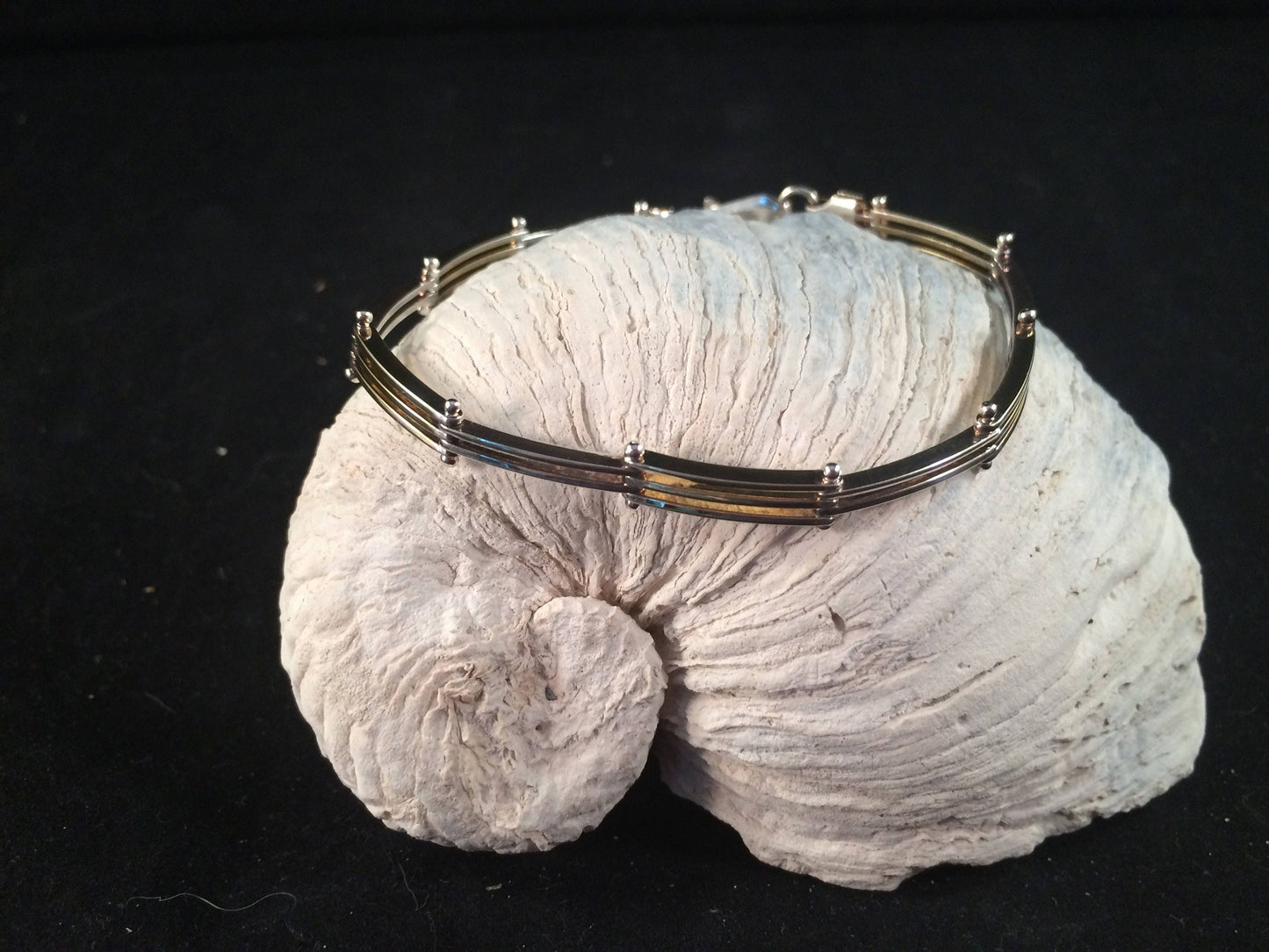 Alternating silver and gold plate link bracelet from Italy