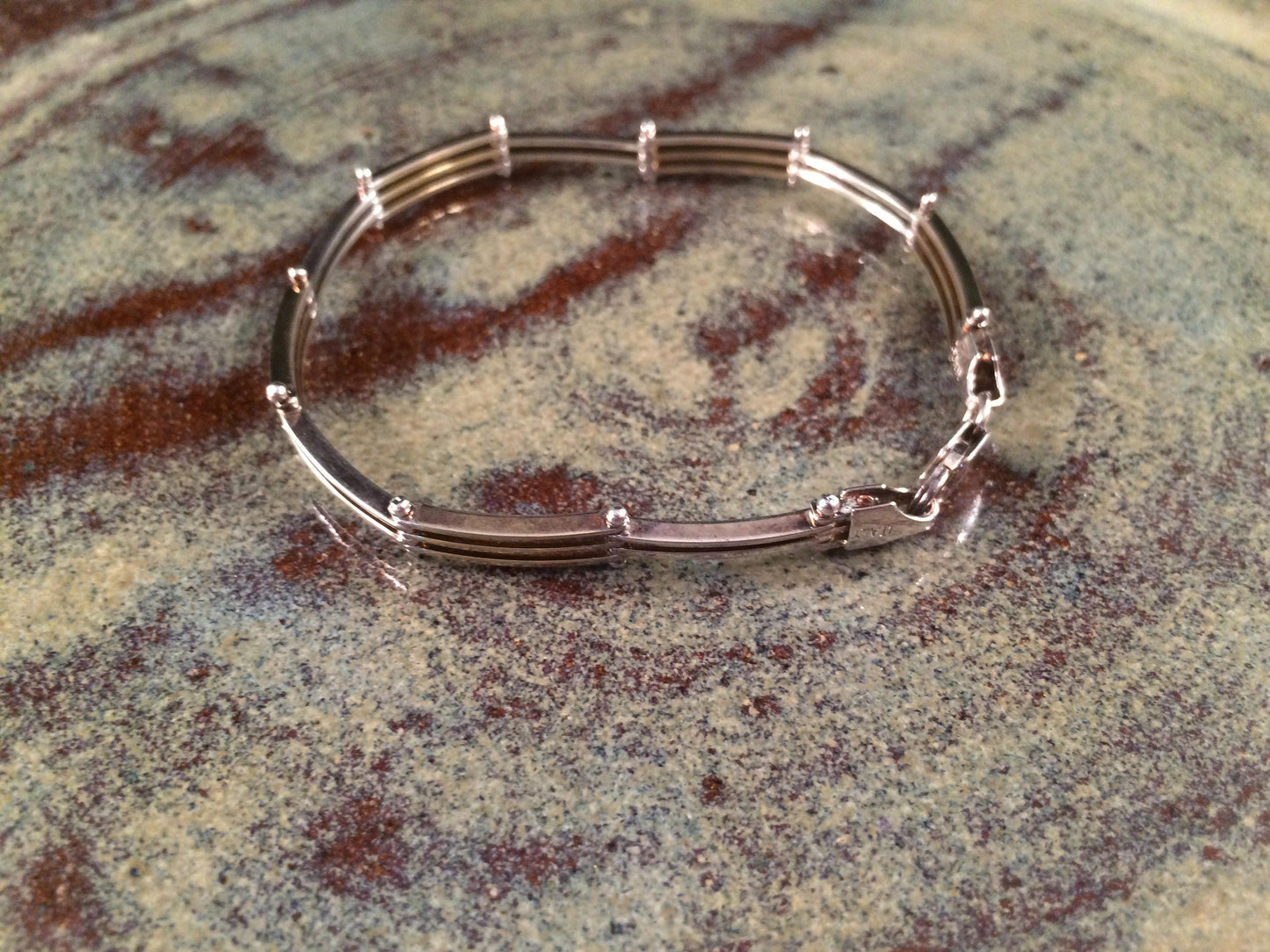 Alternating silver and gold plate link bracelet from Italy