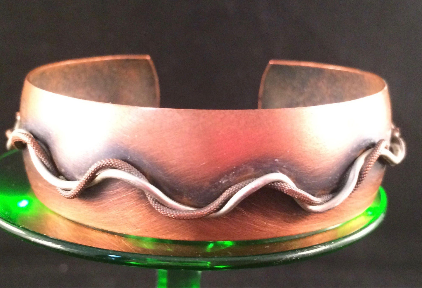 Copper Cuff bracelet with Sterling silver Accent