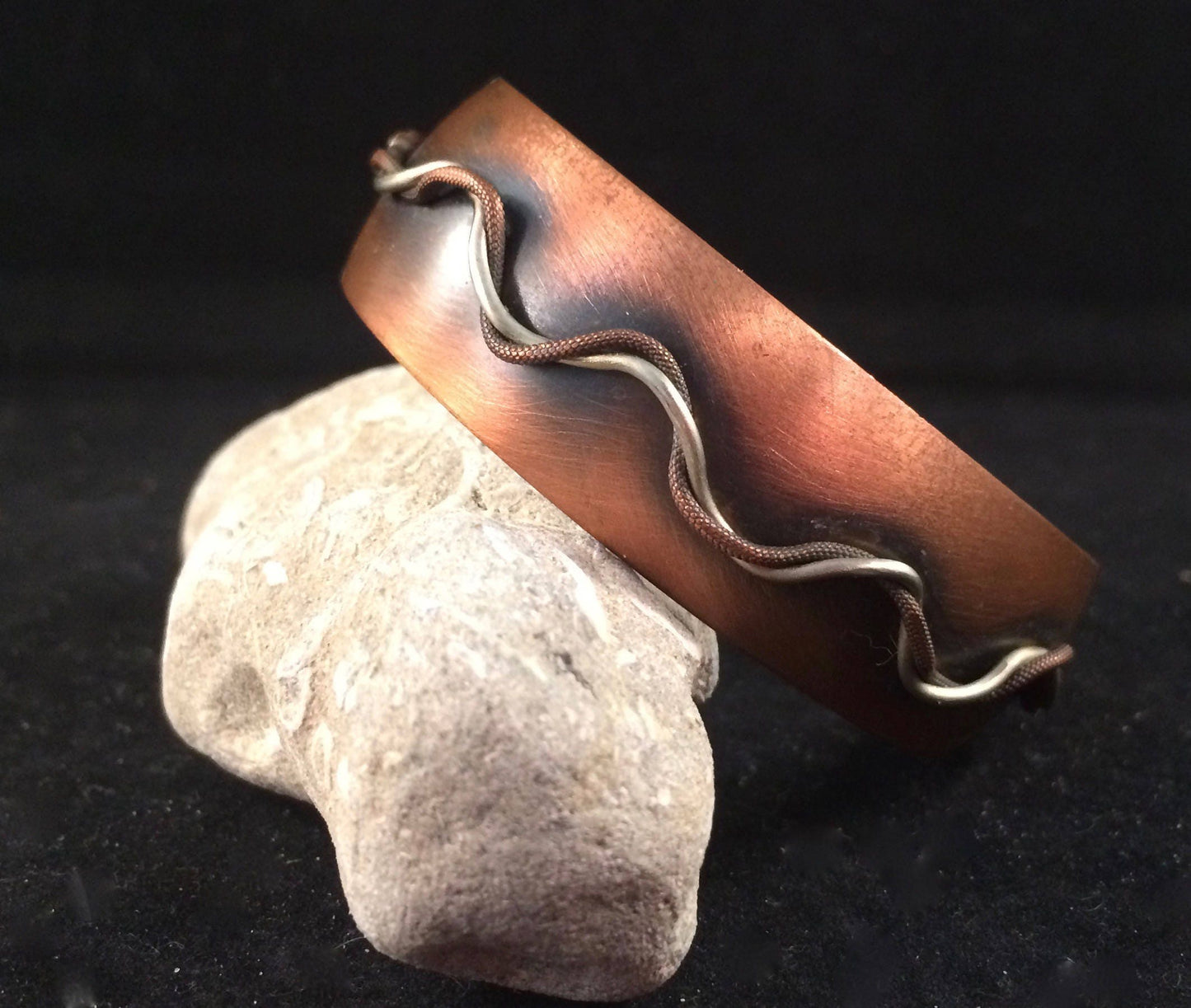 Copper Cuff bracelet with Sterling silver Accent
